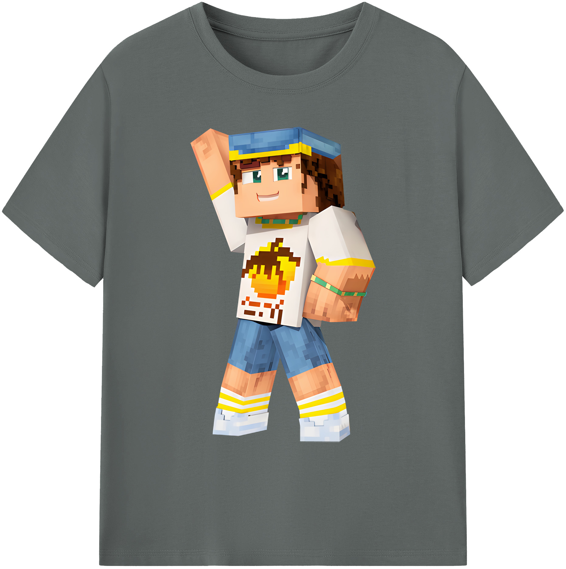 （画像用） マインクラフト ブロックの世界 Minecraft MC Block world 綿100％ メンズ半袖Tシャツ｜肌触りやわらか＆通気性
